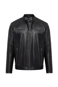 کت چرمی مردانه سایز بزرگ مشکی Alanzo دری مد