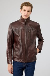 کت چرمی مردانه قهوه‌ای Bruno دری مد