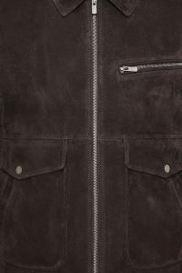 کت چرمی مردانه قهوه‌ای نبوک Morata دری مد