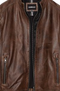 کت چرمی مردانه قهوه‌ای Mbappe دری مد