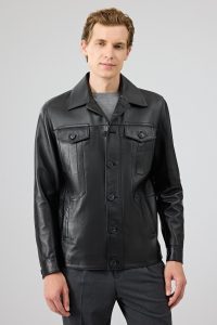 کت چرمی مردانه مشکی Axel دری مد