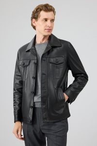 کت چرمی مردانه مشکی Axel دری مد