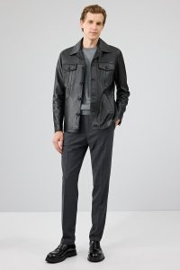 کت چرمی مردانه مشکی Axel دری مد