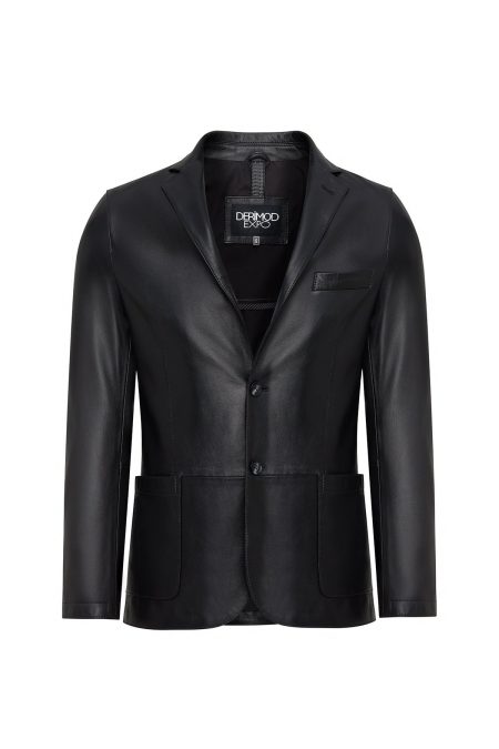 کت چرمی مردانه مشکی بلیزر Dominic دری مد