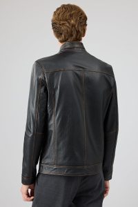 کت چرمی مردانه مشکی یقه دیپلمات وینتیج Felibe دری مد