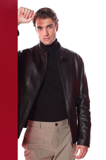 کت چرمی مردانه مشکی یقه دیپلمات Insignia دری مد