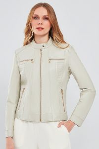 کت چرمی کوتاه بژ زنانه مارلین دری مد