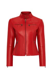 کت چرمی کوتاه قرمز زنانه ماریا دری مد