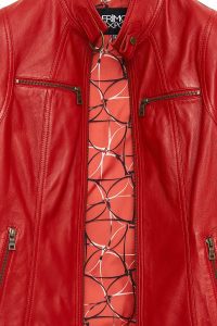 کت چرمی کوتاه قرمز زنانه ماریا دری مد