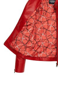 کت چرمی کوتاه قرمز زنانه ماریا دری مد