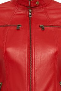 کت چرمی کوتاه قرمز زنانه ماریا دری مد