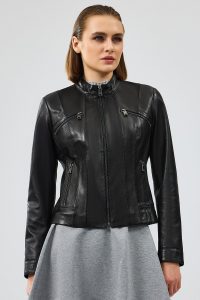 کت چرمی کوتاه مشکی زنانه لیندا دری مد