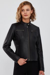 کت چرمی کوتاه مشکی زنانه مارلین دری مد