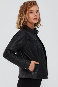 کت چرمی کوتاه مشکی زنانه مارلین دری مد