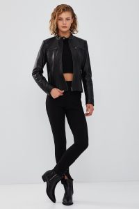 کت چرمی کوتاه مشکی زنانه مارلین دری مد