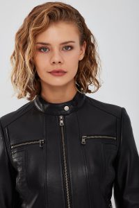 کت چرمی کوتاه مشکی زنانه مارلین دری مد