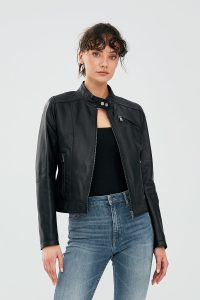 کت چرمی کوتاه مشکی زنانه کایلی دری مد