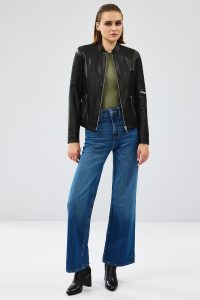 کت چرمی کوتاه مشکی زنانه Firenze دری مد