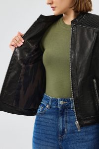 کت چرمی کوتاه مشکی زنانه Firenze دری مد