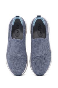 کتونی زنانه آبی چرم با زیره ضخیم پارچه ای دری مد