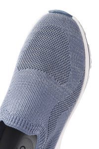 کتونی زنانه آبی چرم با زیره ضخیم پارچه ای دری مد