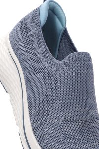 کتونی زنانه آبی چرم با زیره ضخیم پارچه ای دری مد