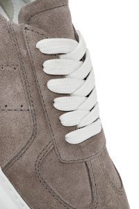 کتونی زنانه بژ با بند و زیره ضخیم چرم و جیر دری مد