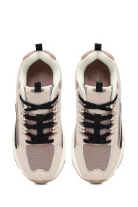 کتونی زنانه بژ بنددار لژدار دری مد