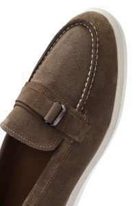 کتونی زنانه بژ جیر چرم لوفر دری مد