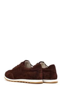 کتونی زنانه جیر قهوه‌ای بنددار دری مد