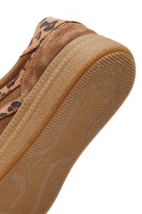 کتونی زنانه جیر قهوه‌ای بنددار دری مد