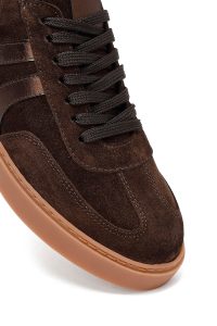 کتونی زنانه جیر قهوه‌ای بنددار دری مد