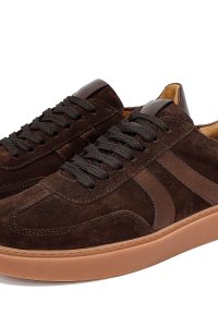 کتونی زنانه جیر قهوه‌ای بنددار دری مد