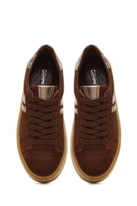 کتونی زنانه جیر قهوه‌ای بنددار لژدار دری مد