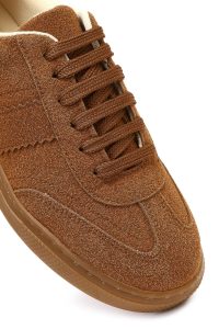 کتونی زنانه جیر قهوه‌ای بنددار لژدار دری مد