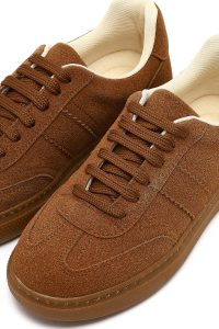 کتونی زنانه جیر قهوه‌ای بنددار لژدار دری مد