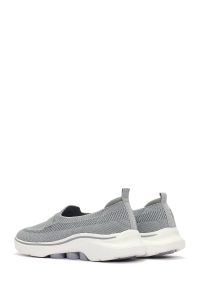 کتونی زنانه خاکی چرم با زیره ضخیم پارچه ای دری مد