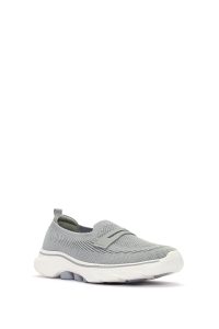 کتونی زنانه خاکی چرم با زیره ضخیم پارچه ای دری مد