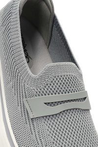 کتونی زنانه خاکی چرم با زیره ضخیم پارچه ای دری مد