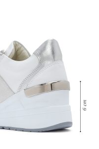 کتونی زنانه سفید پاشنه بلند با زیپ کناری چرم دری مد