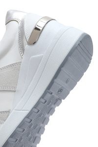 کتونی زنانه سفید پاشنه بلند با زیپ کناری چرم دری مد