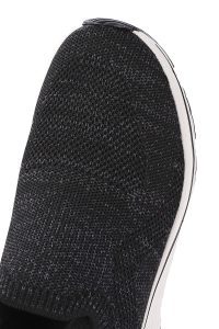 کتونی زنانه سیاه چرم با زیره ضخیم پارچه ای دری مد