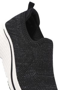 کتونی زنانه سیاه چرم با زیره ضخیم پارچه ای دری مد