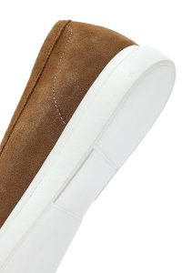 کتونی زنانه قهوه ای چرم لوفر دری مد