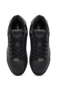 کتونی زنانه مشکی بنددار سنگ‌دار دری مد