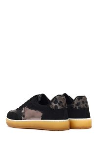 کتونی زنانه مشکی بنددار لژدار طرح‌دار دری مد