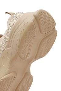 کتونی زنانه پارچه‌ای بژ بنددار سنگ‌دار دری مد Zero