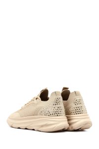 کتونی زنانه پارچه‌ای بژ بنددار لژدار دری مد Zero