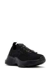 کتونی زنانه پارچه‌ای مشکی بنددار سنگ‌دار دری مد Zero