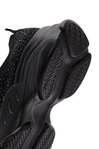 کتونی زنانه پارچه‌ای مشکی بنددار سنگ‌دار دری مد Zero